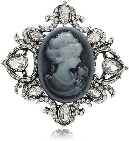 Vintage Cameo Lady Rhinestone Brooch Pin for Women Girls Antique Victorian Maiden Teardrop Crystal Brooches Lapel Pins Banquet Wedding Birthday Jewelry Dainty Gift for Her in Saudi Arabia