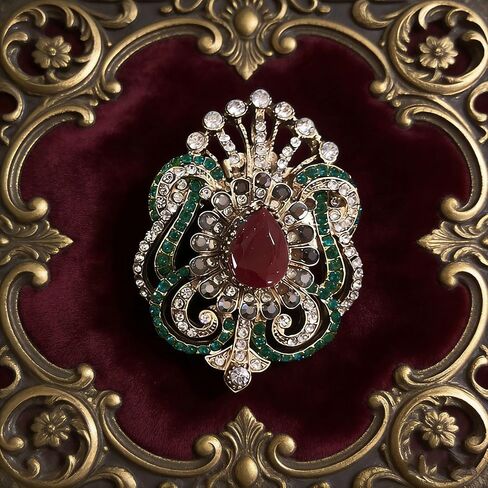 Vintage Baroque Rhinestone Brooch Pin for Women,Royal Hollow Palace Style Crystal Jewelry for Coat Blazer Scarf,Elegant Gift in Saudi Arabia