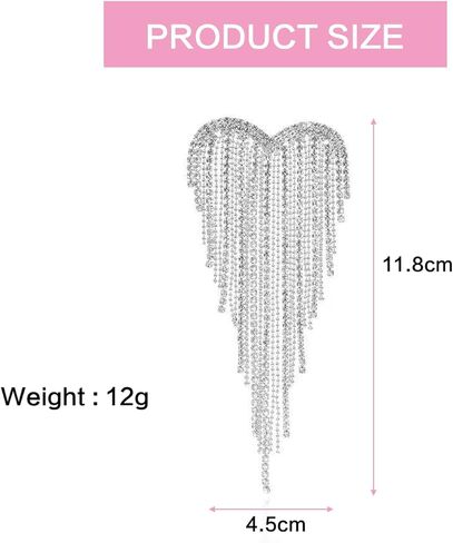Elegant Silver Rhinestone Brooch Pins for Women Large Sparkling Heart Tassel Dress Pins Ceremony Clothes Accessories for Wedding Birthday Party Christmas Ideal Birthday Costume Jewelry for Women in Kuwait