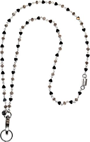 Hematite & Crystal Chain Lanyards for ID Card Badge Holder, Breakaway Clasp, Women Teacher Nurse Cruise Key Keychain in Kuwait