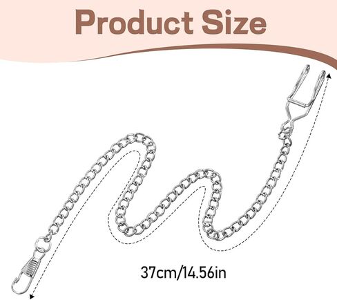 Pocket Watch Chain, Silver Pocket Chain for Men 14.5 Inch Vintage Alloy Vest Chains for Men Women Daily Party Accessory in Kuwait