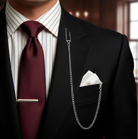 Pocket Watch Chain, Silver Pocket Chain for Men 14.5 Inch Vintage Alloy Vest Chains for Men Women Daily Party Accessory in Kuwait