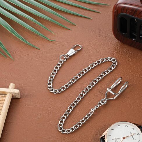Pocket Watch Chain, Silver Pocket Chain for Men 14.5 Inch Vintage Alloy Vest Chains for Men Women Daily Party Accessory in Kuwait