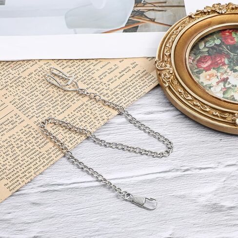 Pocket Watch Chain, Silver Pocket Chain for Men 14.5 Inch Vintage Alloy Vest Chains for Men Women Daily Party Accessory in Kuwait