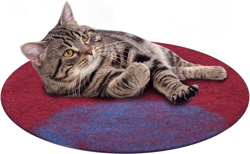 قطة سرير حصيرة طبيعية ميرينو صوف دافئ وسادة السجاد كبيرة لقطط الحيوانات الأليفة كيتي صغيرة الكلب منزل دافئ العضوية صوف الصوف الحصير السجادة السجادة (حمراء أكوا ، كبيرة) in Kuwait