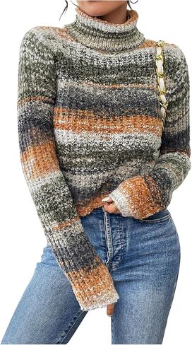 WDIRARA Women's Turtleneck Long Sleeve Sweater Lightweight Pullover Knit Tops in Saudi Arabia