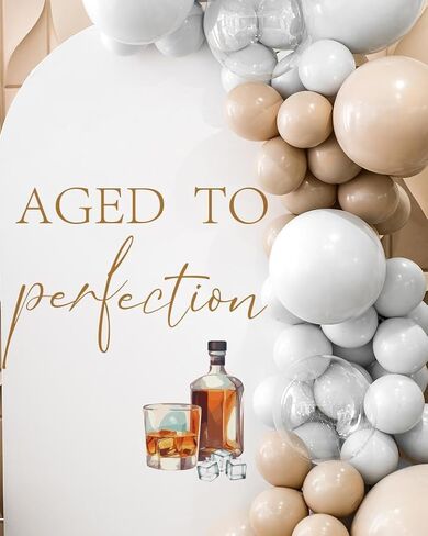Aged to Perfection Decal - Whiskey Wine Cigarette Themed Decorations for 30th 40th 50th 60th 70th 80th Party,Men Birthday Decal for Balloons Arch Backdrop (Aged to Perfection) in Kuwait