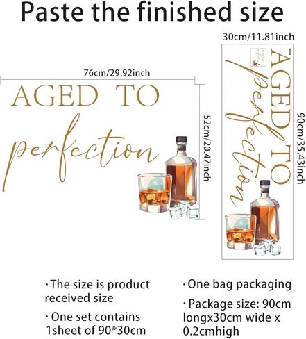 Aged to Perfection Decal - Whiskey Wine Cigarette Themed Decorations for 30th 40th 50th 60th 70th 80th Party,Men Birthday Decal for Balloons Arch Backdrop (Aged to Perfection) in Kuwait
