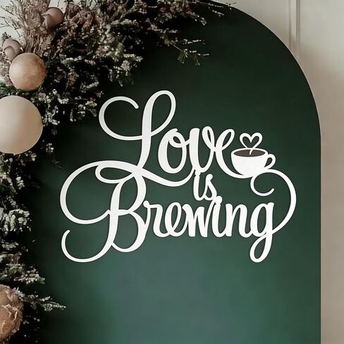 Love is Brewing Sign for Backdrop,Wooden Wedding Party Wall Decorations for Bridal Shower,Engagement Party,Coffee Themed Photo Booth Decor in Kuwait