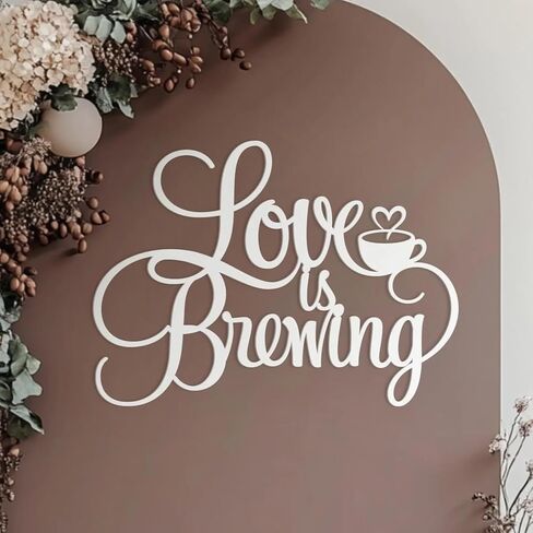 Love is Brewing Sign for Backdrop,Wooden Wedding Party Wall Decorations for Bridal Shower,Engagement Party,Coffee Themed Photo Booth Decor in Kuwait