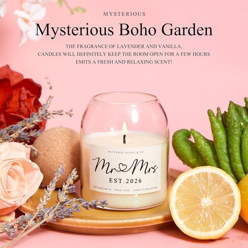 هدايا الزفاف للأزواج 2026، شمعة السيد والسيدة للعروس والعريس، شمعة شمع الصويا مع مؤسسة السيد والسيدة. تصميم فريد من نوعه لعام 2026، هدية لحفلات الزفاف لمدة 50 ساعة للعروسين (2026السيد والسيدة) in Kuwait