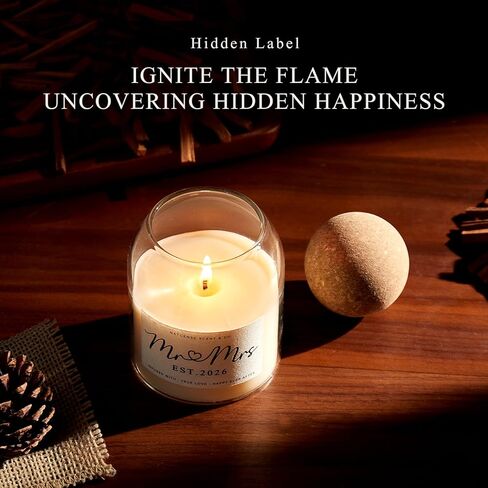 هدايا الزفاف للأزواج 2026، شمعة السيد والسيدة للعروس والعريس، شمعة شمع الصويا مع مؤسسة السيد والسيدة. تصميم فريد من نوعه لعام 2026، هدية لحفلات الزفاف لمدة 50 ساعة للعروسين (2026السيد والسيدة) in Kuwait