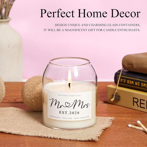 هدايا الزفاف للأزواج 2026، شمعة السيد والسيدة للعروس والعريس، شمعة شمع الصويا مع مؤسسة السيد والسيدة. تصميم فريد من نوعه لعام 2026، هدية لحفلات الزفاف لمدة 50 ساعة للعروسين (2026السيد والسيدة) in Kuwait