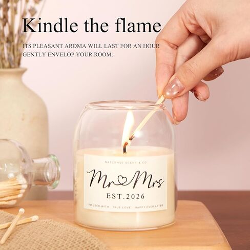 هدايا الزفاف للأزواج 2026، شمعة السيد والسيدة للعروس والعريس، شمعة شمع الصويا مع مؤسسة السيد والسيدة. تصميم فريد من نوعه لعام 2026، هدية لحفلات الزفاف لمدة 50 ساعة للعروسين (2026السيد والسيدة) in Kuwait