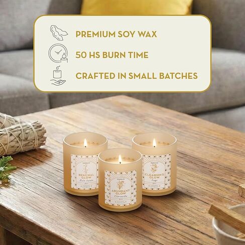 Candle Set - 3 Pack Soy Wax Aromatherapy Scented Candles for Energy Cleansing, Manifestation, Palo Santo, Sage, Citronella, Long Lasting, Gift for Women, for her, Smudge Kit in Saudi Arabia