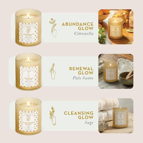 Candle Set - 3 Pack Soy Wax Aromatherapy Scented Candles for Energy Cleansing, Manifestation, Palo Santo, Sage, Citronella, Long Lasting, Gift for Women, for her, Smudge Kit in Saudi Arabia