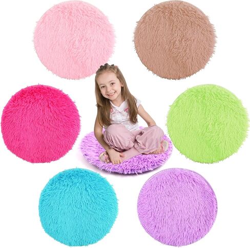 6 Pack Crazy Carpet Circle Seats, 16 Inch Round Floor Cushions for Classroom, Soft Educational Play Mat for Group Activities and School Learning, Sitting Rug for Reading and Marker Playing Areas in Kuwait