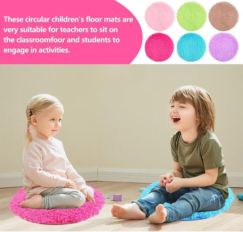 6 Pack Crazy Carpet Circle Seats, 16 Inch Round Floor Cushions for Classroom, Soft Educational Play Mat for Group Activities and School Learning, Sitting Rug for Reading and Marker Playing Areas in Kuwait