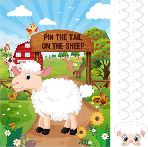 Faccito Farm Animal Games Pin The Beak on The Chicken Barnyard Birthday Party Decorations Farm Poster Games with 24 Stickers Eye Mask for Kids Family School Activities Birthday Party Decor Supplies in Kuwait