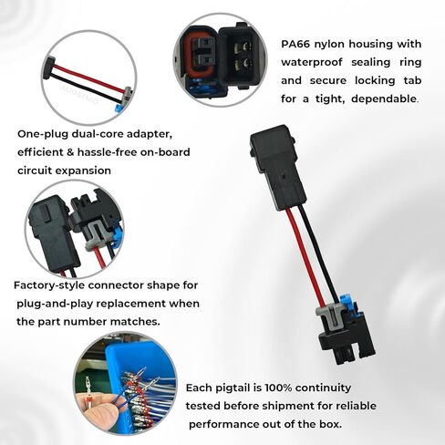 Fuel Injector Adapter EV1 Harness to Mini-Delphi/Multec 2, Replace 17113553 25317628, Compatible with GM LS Truck 4.8 5.3 6.0 LQ4 LQ9 LR4 LM7 LM4 L33 Silverado Sierra Tahoe Yukon Suburban in Saudi Arabia