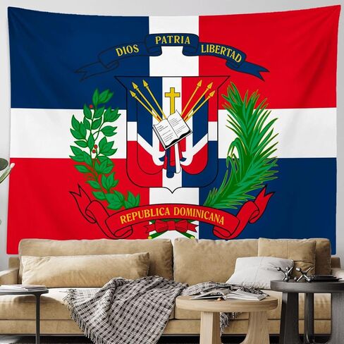HAVENYOND Dominican Coat Flag Tapestry Wall Decoration, Dominican Patriotic Hometown Tapestries Wall Hanging Art, Poster Banner For Dorm Bedroom Living Room Home Decor Backdrop - 30"×40" in Saudi Arabia