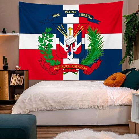 HAVENYOND Dominican Coat Flag Tapestry Wall Decoration, Dominican Patriotic Hometown Tapestries Wall Hanging Art, Poster Banner For Dorm Bedroom Living Room Home Decor Backdrop - 30"×40" in Saudi Arabia