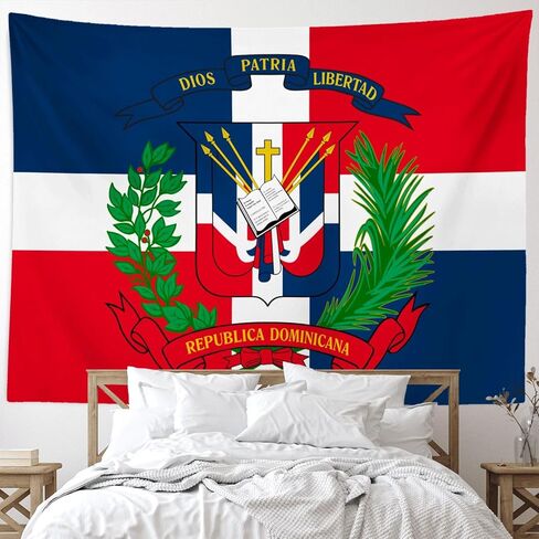 HAVENYOND Dominican Coat Flag Tapestry Wall Decoration, Dominican Patriotic Hometown Tapestries Wall Hanging Art, Poster Banner For Dorm Bedroom Living Room Home Decor Backdrop - 30"×40" in Saudi Arabia