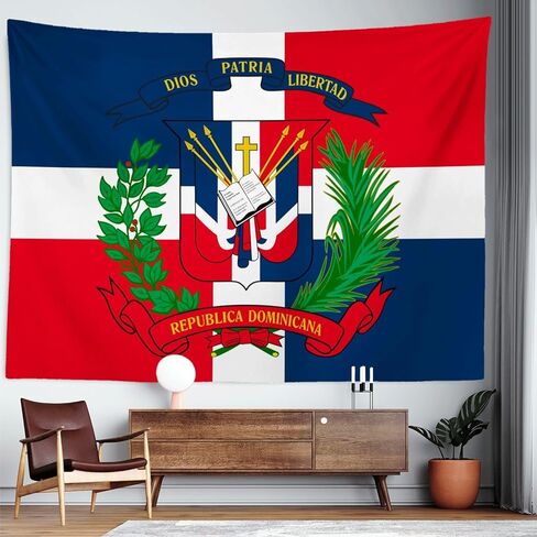 HAVENYOND Dominican Coat Flag Tapestry Wall Decoration, Dominican Patriotic Hometown Tapestries Wall Hanging Art, Poster Banner For Dorm Bedroom Living Room Home Decor Backdrop - 30"×40" in Saudi Arabia