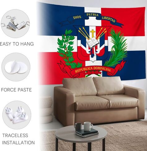 HAVENYOND Dominican Coat Flag Tapestry Wall Decoration, Dominican Patriotic Hometown Tapestries Wall Hanging Art, Poster Banner For Dorm Bedroom Living Room Home Decor Backdrop - 30"×40" in Saudi Arabia