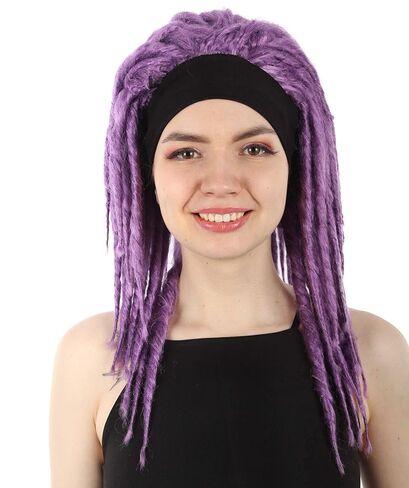 HPO Adult Women's Deluxe Dreads Wig, Multiple Color Wigs,Premium Breathable Capless Cap (Dark Purple) in Saudi Arabia