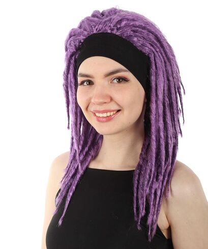 HPO Adult Women's Deluxe Dreads Wig, Multiple Color Wigs,Premium Breathable Capless Cap (Dark Purple) in Saudi Arabia