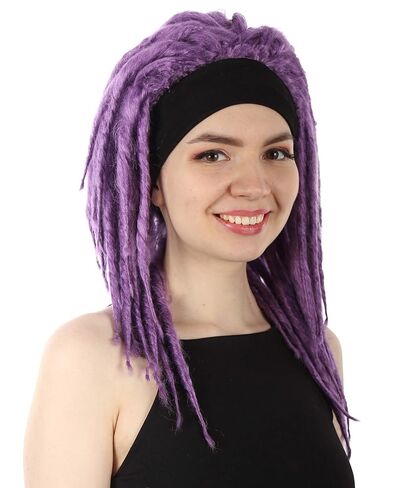 HPO Adult Women's Deluxe Dreads Wig, Multiple Color Wigs,Premium Breathable Capless Cap (Dark Purple) in Saudi Arabia