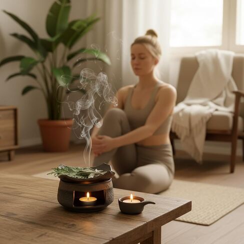 موقد أعشاب زن من السيراميك للعلاج بالروائح العلاجية، موزع للزيوت العطرية مناسب لعطور المنزل، والتأمل، والاسترخاء، وديكور منزل زن in Kuwait