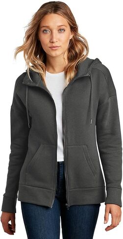 District Women's Perfect Weight Fleece Drop Shoulder Full-Zip Hoodie DT1104 in Kuwait