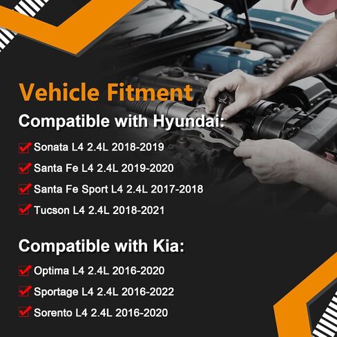مجموعة من 4 حاقن وقود FJ1438 بديل متوافق مع Hyundai Santa Fe Sport Sonata Tucson Kia Optima Sorento Sportage 2.4L L4 - يستبدل 35310-2GGA1 in Kuwait