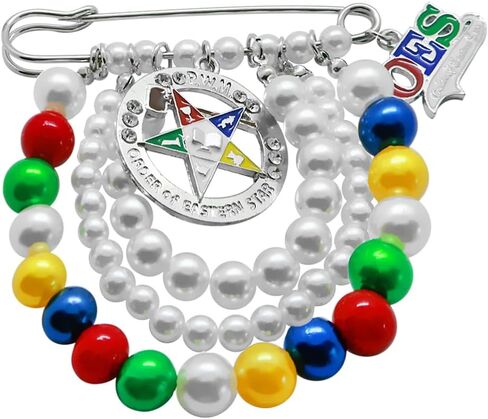 Colorful Handmade Multi-layered Bead Brooch with Tassel for Order of Eastern Star Organization Club Metal OES Letter Charm Jewelry Pin in Kuwait