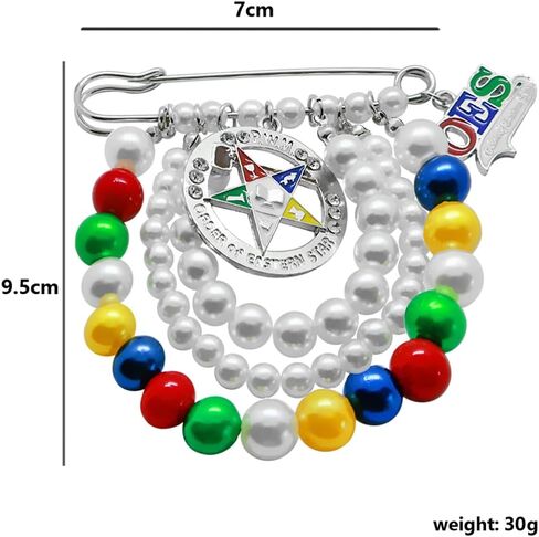 Colorful Handmade Multi-layered Bead Brooch with Tassel for Order of Eastern Star Organization Club Metal OES Letter Charm Jewelry Pin in Kuwait