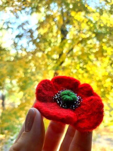 Red Poppy Pin Brooch Handmade Felted Wool Flower Jewelry Sweater Shawl Clip Gift for Women Traditional Ukrainian Jewelry Remembrance Day Red Floral Brooches Bohemian Large Collar Brooch in Kuwait