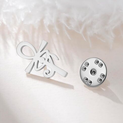 LIKGREAT Ankh Cross Brooch with Eye of Horus Stainless Steel Egyptian Brooch Lapel Pin for Suits Ancient Protection Amulet Jewellery in Kuwait