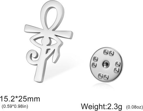 LIKGREAT Ankh Cross Brooch with Eye of Horus Stainless Steel Egyptian Brooch Lapel Pin for Suits Ancient Protection Amulet Jewellery in Kuwait