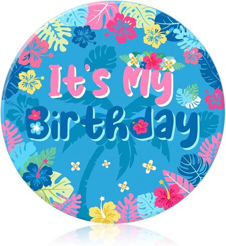 Hawaii It's My Birthday Pin, 2.3in Summer Happy Birthday Button Badge Palm Leaf for Boys Girls Women Men Party Decorations in Saudi Arabia