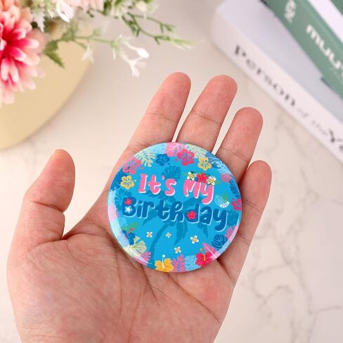 Hawaii It's My Birthday Pin, 2.3in Summer Happy Birthday Button Badge Palm Leaf for Boys Girls Women Men Party Decorations in Saudi Arabia