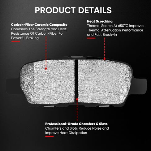 مجموعة وسادات فرامل قرص السيراميك الفاخرة الخلفية تناسب نيسان ألتيما باثفايندر روج سينترا 350Z 370Z مورانو ماكسيما كويست جوك، لإنفينيتي EX/FX/G/M 35/37/45، لـ Q50 QX60 QSeries 2002-2020، 4 قطع in Kuwait