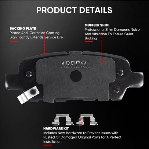 مجموعة وسادات فرامل قرص السيراميك الفاخرة الخلفية تناسب نيسان ألتيما باثفايندر روج سينترا 350Z 370Z مورانو ماكسيما كويست جوك، لإنفينيتي EX/FX/G/M 35/37/45، لـ Q50 QX60 QSeries 2002-2020، 4 قطع in Kuwait