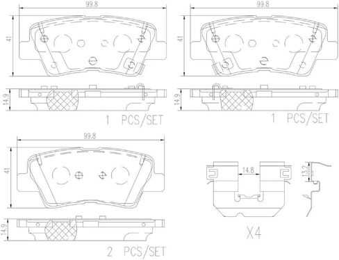 Brembo P30103N Premium Ceramic Rear Disc Brake Pad Set HYUNDAI OE# 58302D3A70 in Saudi Arabia