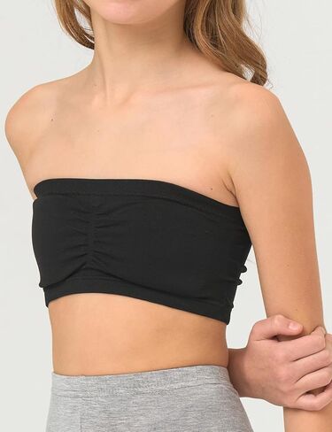 Suekaphin Girls Training Bra Padded Seamless Soft Bras for Girls Bandeau Bra Strapless Tube Bra with Removable Pads Pack of 5 in Kuwait