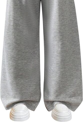 Nivne Tco Tween Girls Sweatpants Set Casual 2 Pack Baggy Wide Leg Trousers Bowknot Decor Elastic Waist Pants in Kuwait