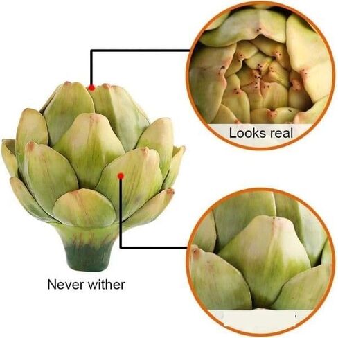 6pcs Large Green Faux Artichoke - Fake Realistic Artichoke Decor, Artificial Vegetable for Home Decor, Table Centerpiece, Kitchen Decor in Saudi Arabia