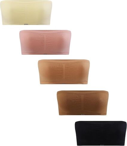 Suekaphin Girls Training Bra Padded Seamless Soft Bras for Girls Bandeau Bra Strapless Tube Bra with Removable Pads Pack of 5 in Kuwait