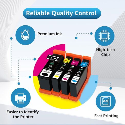 خرطوشة حبر بديلة متوافقة لحبر Primera 53606 53601 53602 53603 53604 مع طابعات سلسلة Primera Bravo 4100 (4 عبوات، 1 أسود/1 سماوي/1 أرجواني/1 أصفر) in Kuwait